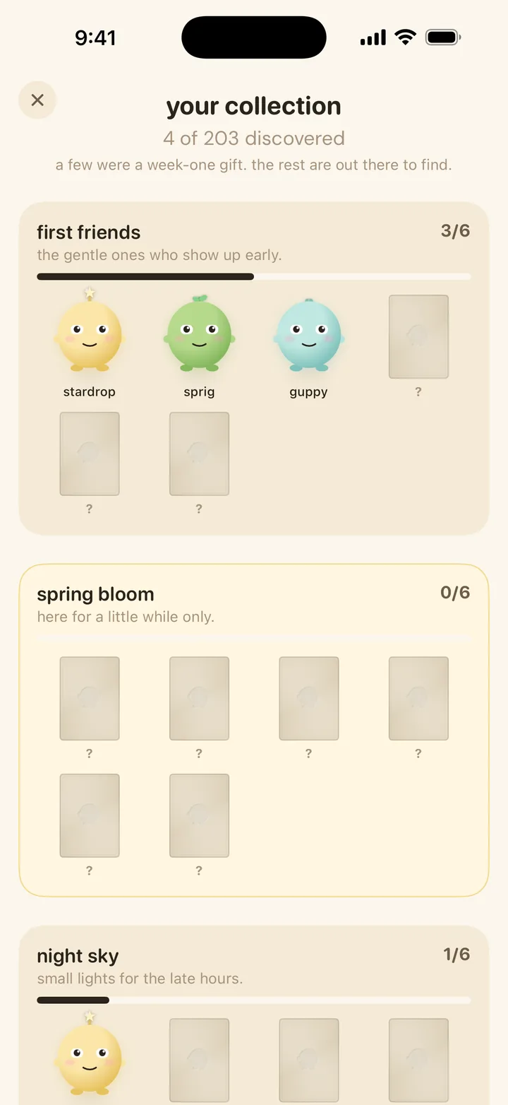 your collection: species discovered so far, including a limited seasonal set