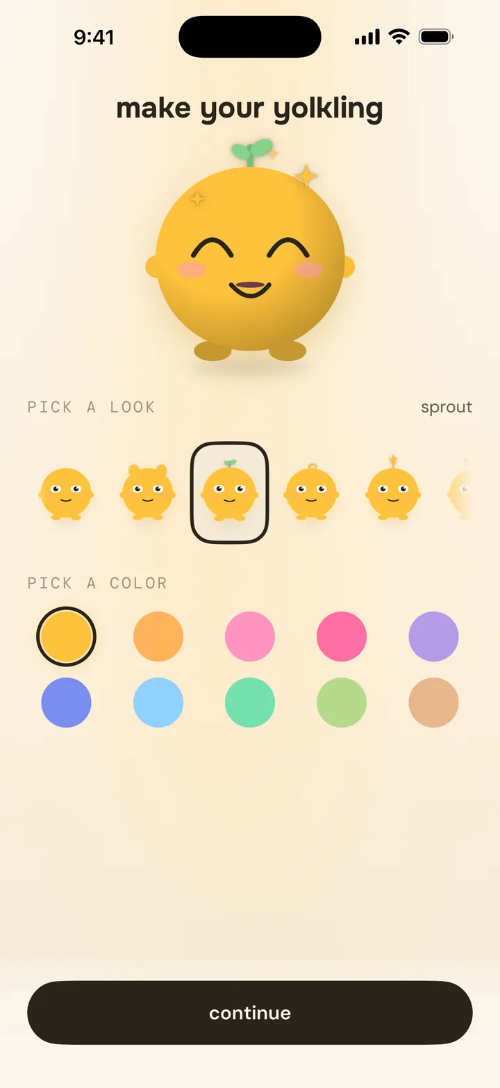 make your yolkling: pick a look and a colour