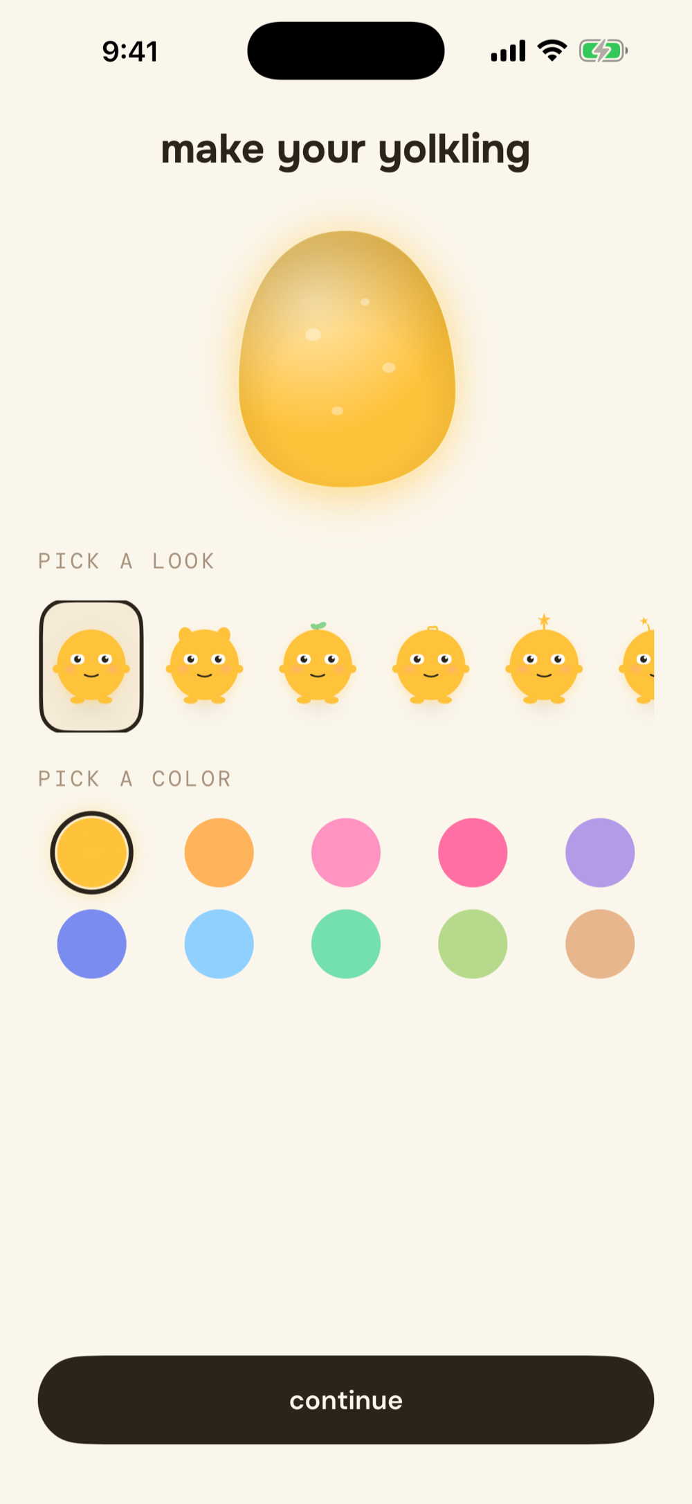 make your yolkling: pick its look and colour